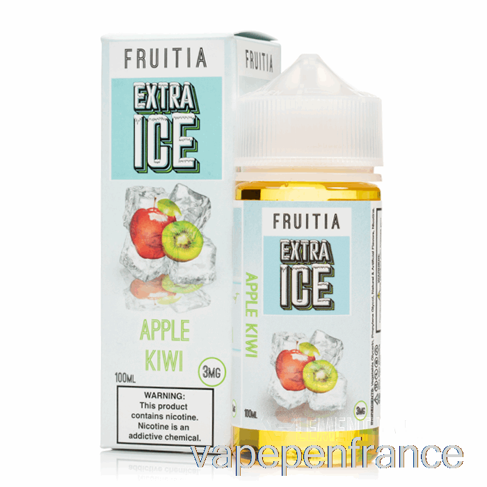 Pomme Kiwi - Glace Supplémentaire - Fruitia - Stylo Vape 100 Ml 6 Mg